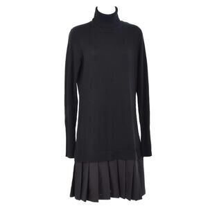 SOFT SURROUNDINGS Size S Black Turtleneck Drop Waist Pleated Skirt Sweater Dress